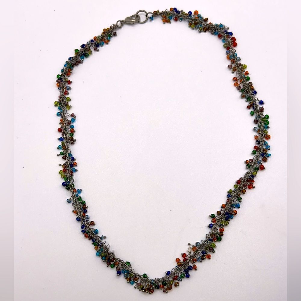 *3/$20* silver tone and multicolored seed bead necklace